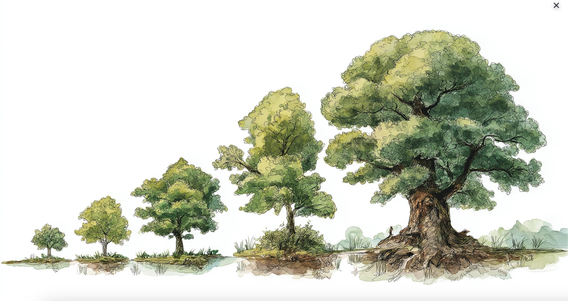 Illustration d’arbres grandissant progressivement, symbole de développement et d’anticipation dans une trajectoire professionnelle